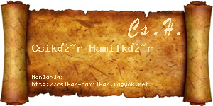 Csikár Hamilkár névjegykártya